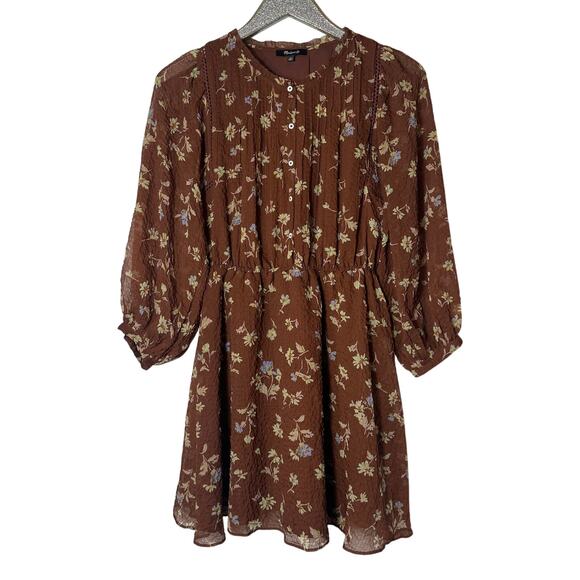 Madewell Dresses & Skirts - Madewell Norma Rae Brown Floral Printed Long Sleeve Dress